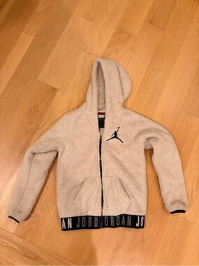 Jordan Cream Sherpa Hoodie with Black Jumpman